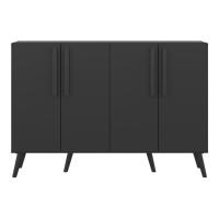 Aparador Buffet 4 Portas Com Pés Retrô Viena Preto