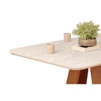 Mesa De Sala Jantar Kiara C/ Tampo Madeirado C/ Vidro Curvo 120x90cm Cedro/quartzo - Dj Móveis - 6