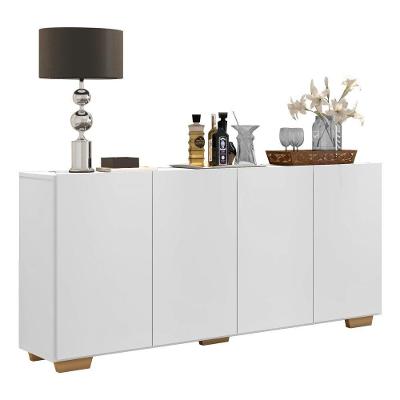 Aparador Buffet 4 Portas Com Pés Quadrados Veneza Multimóveis V3557 Branco/Natural Branco/Natural