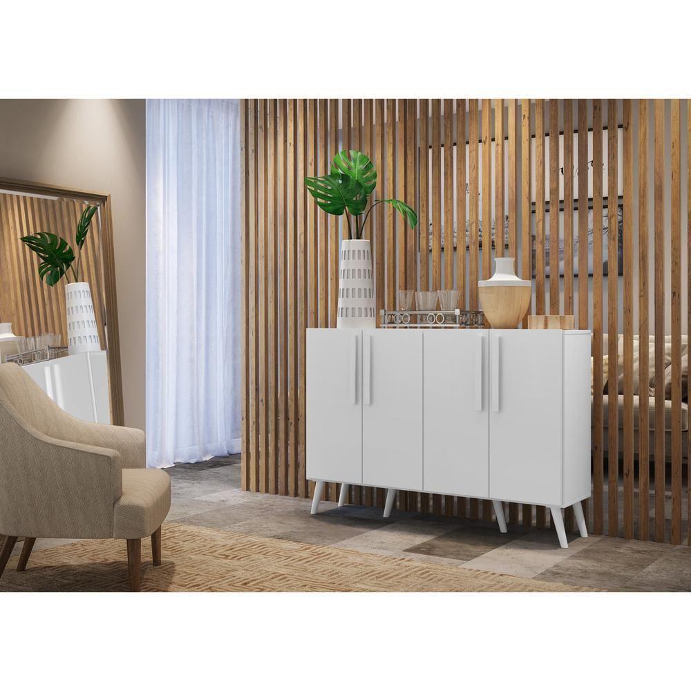 Aparador Buffet 4 Portas Com Pés Retrô Viena Branco - 8