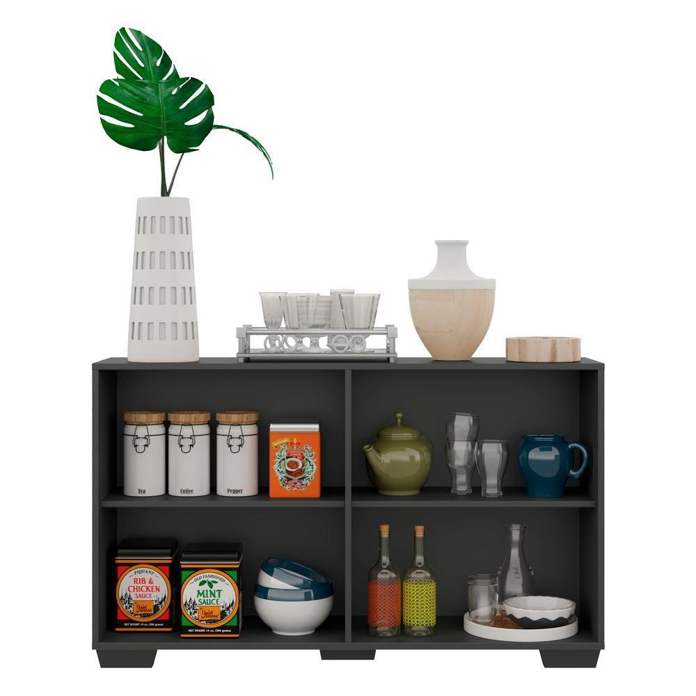 Aparador Buffet 4 Portas Com Pés Quadrados Viena Preto - 4