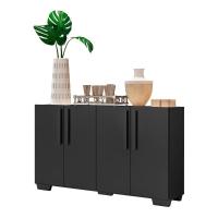 Aparador Buffet 4 Portas Com Pés Quadrados Viena Preto - 1