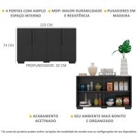 Aparador Buffet 4 Portas Com Pés Quadrados Viena Preto - 2