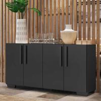 Aparador Buffet 4 Portas Com Pés Quadrados Viena Preto - 6