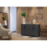 Aparador Buffet 4 Portas Com Pés Quadrados Viena Preto - 8