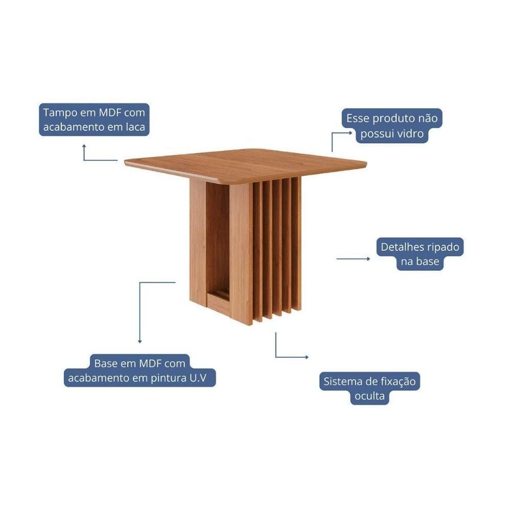 Mesa De Sala Jantar Ariela C/ Tampo Madeirado 95x95cm Cinamomo - Cimol - 2