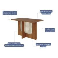 Mesa De Sala Jantar Louise C/ Tampo Madeirado 130x80cm Cinamomo - Cimol - 2