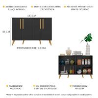 Aparador Buffet 4 Portas Com Pés Retrô Viena Preto/natural - 2