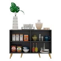 Aparador Buffet 4 Portas Com Pés Retrô Viena Preto/natural - 3