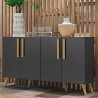 Aparador Buffet 4 Portas Com Pés Retrô Viena Preto/natural - 6