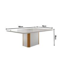 Mesa De Sala Jantar Pietá C/ Tampo Madeirado C/ Vidro Canto Curvo 180x90cm Off White/naturale/off White - Rufato - 3
