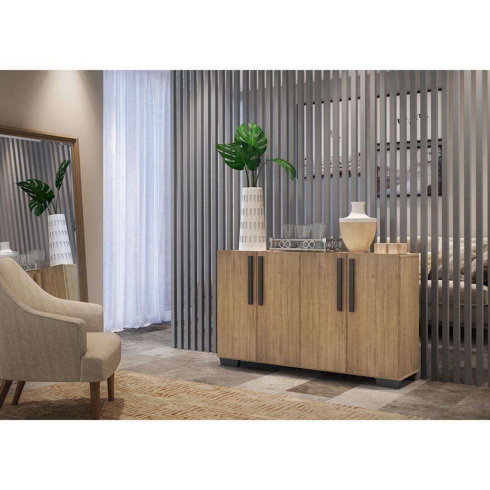 Aparador Buffet 4 Portas Com Pés Quadrados Rustic/preto - 5