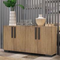 Aparador Buffet 4 Portas Com Pés Quadrados Rustic/preto