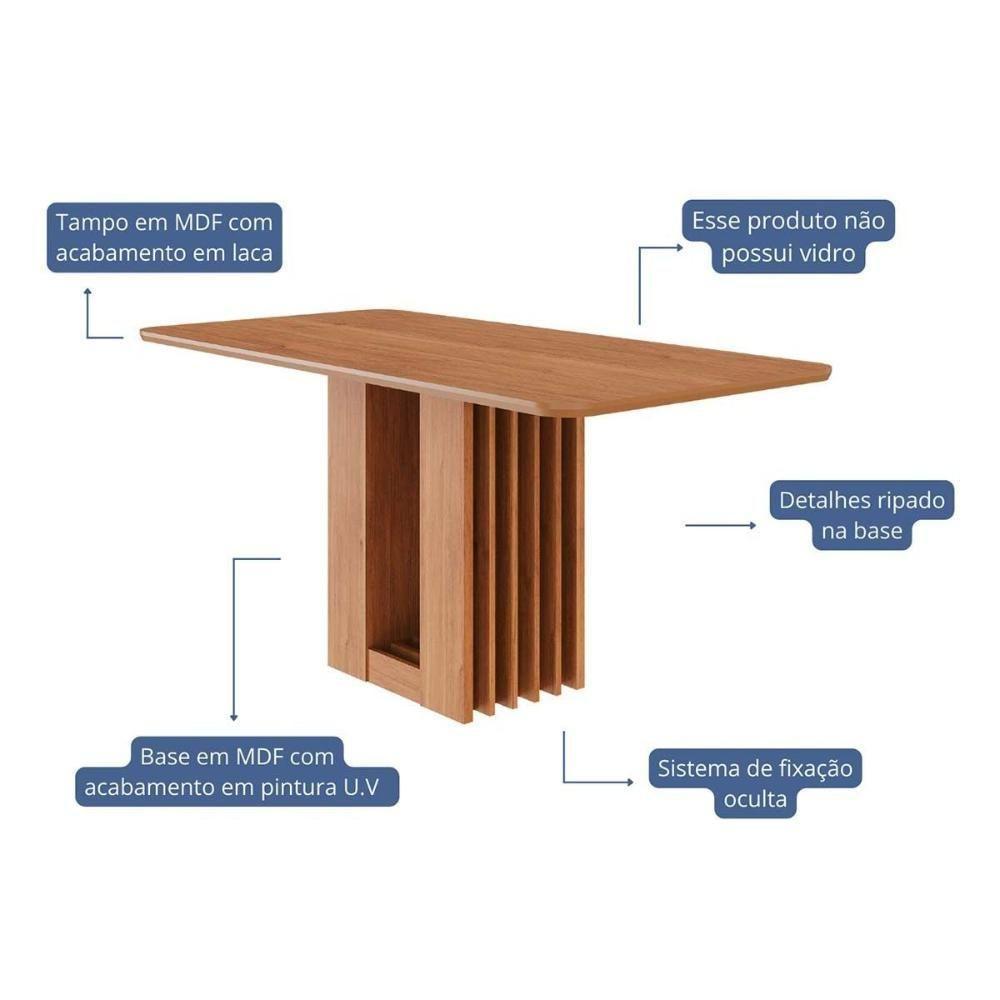 Mesa De Sala Jantar Ariela C/ Tampo Madeirado 160x80cm Cinamomo - Cimol - 2