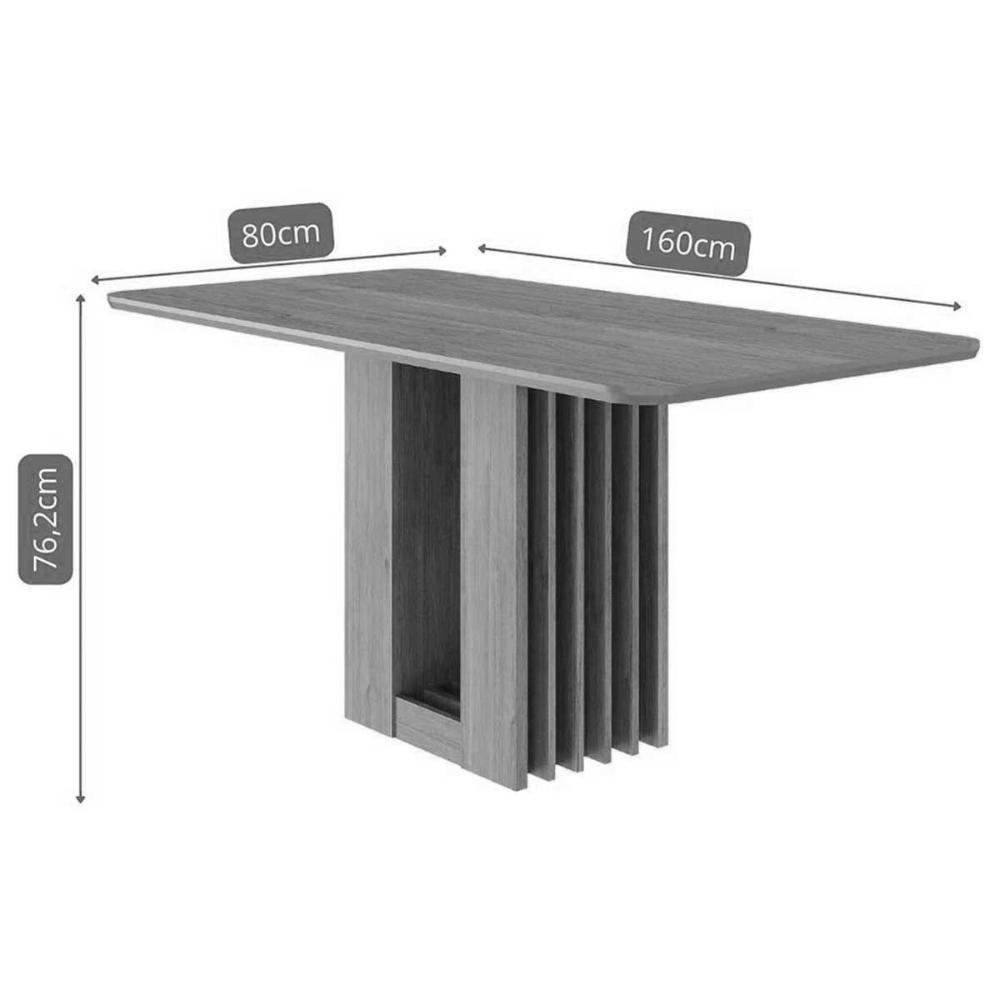 Mesa De Sala Jantar Ariela C/ Tampo Madeirado 160x80cm Cinamomo - Cimol - 3