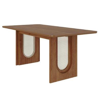 Mesa De Sala Jantar Valentina C/ Tampo Madeirado 180x90cm Cinamomo - Cimol