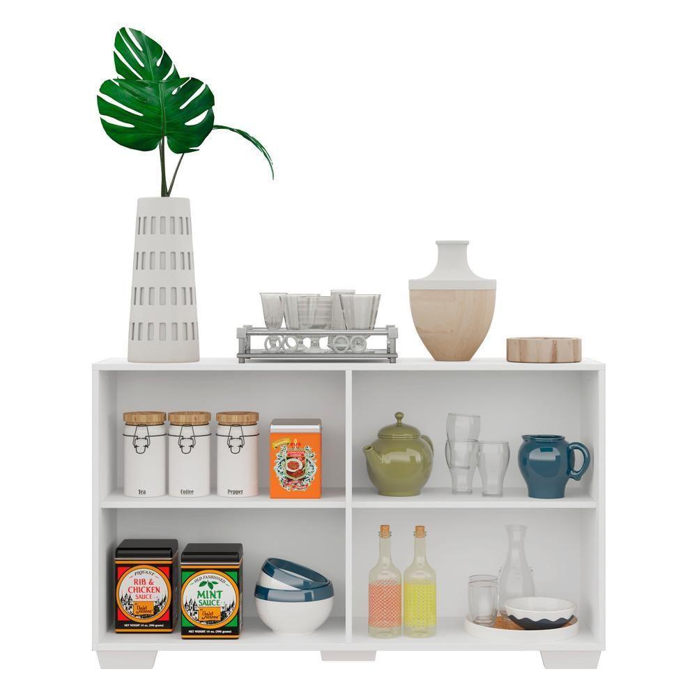 Aparador Buffet 4 Portas Com Pés Quadrados Viena Branco - 5