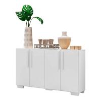 Aparador Buffet 4 Portas Com Pés Quadrados Viena Branco - 1