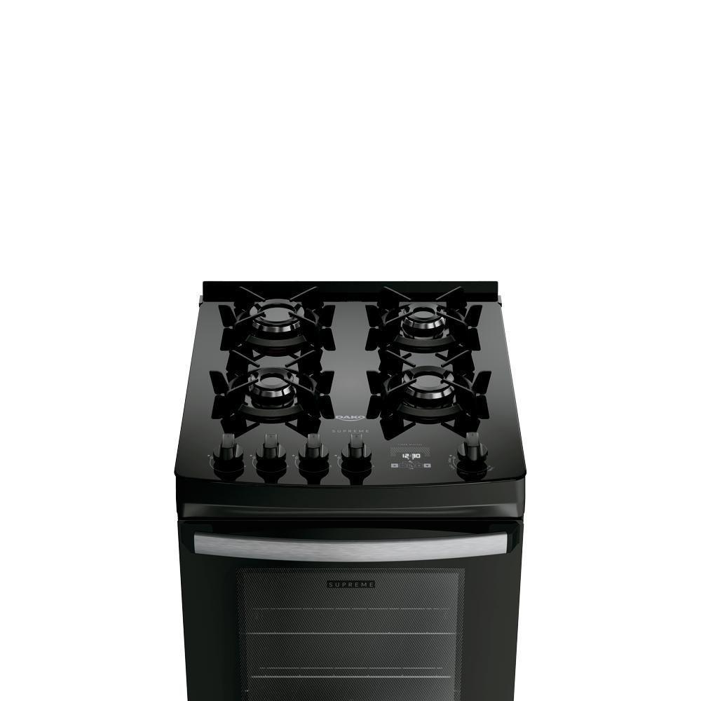 Fogão 4 Bocas Dako Supreme Black Glass Digital Com Mesa De Vidro Preto Bivolt - 2