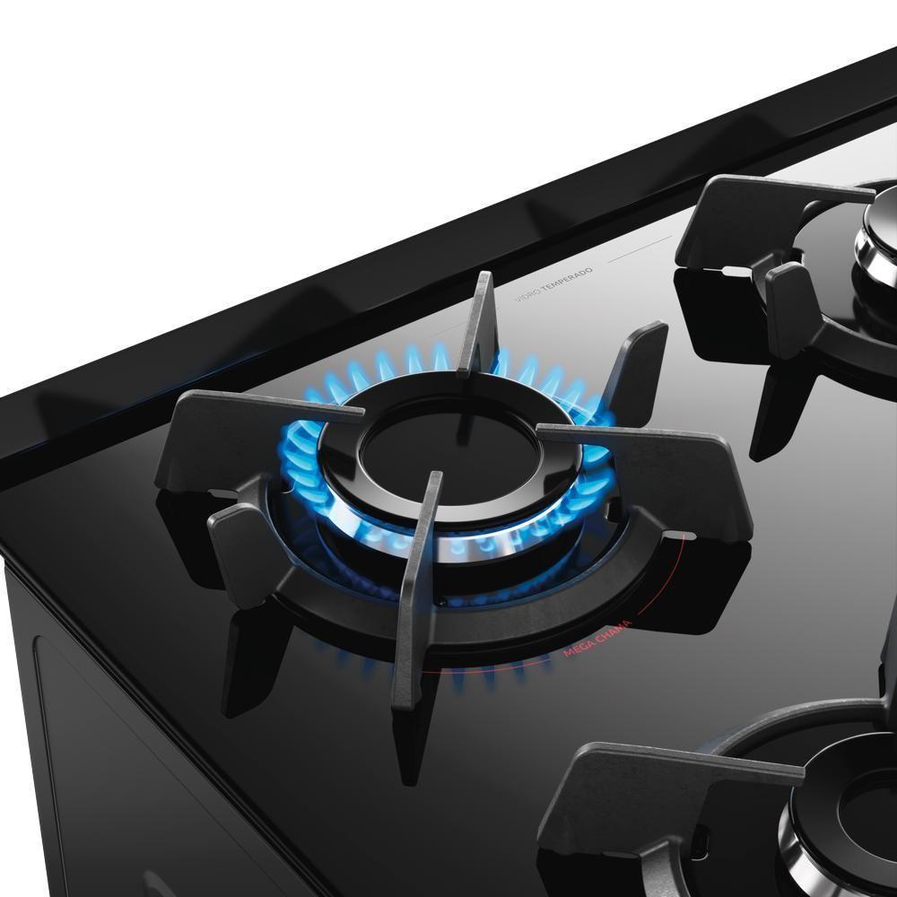 Fogão 4 Bocas Dako Supreme Black Glass Digital Com Mesa De Vidro Preto Bivolt - 5