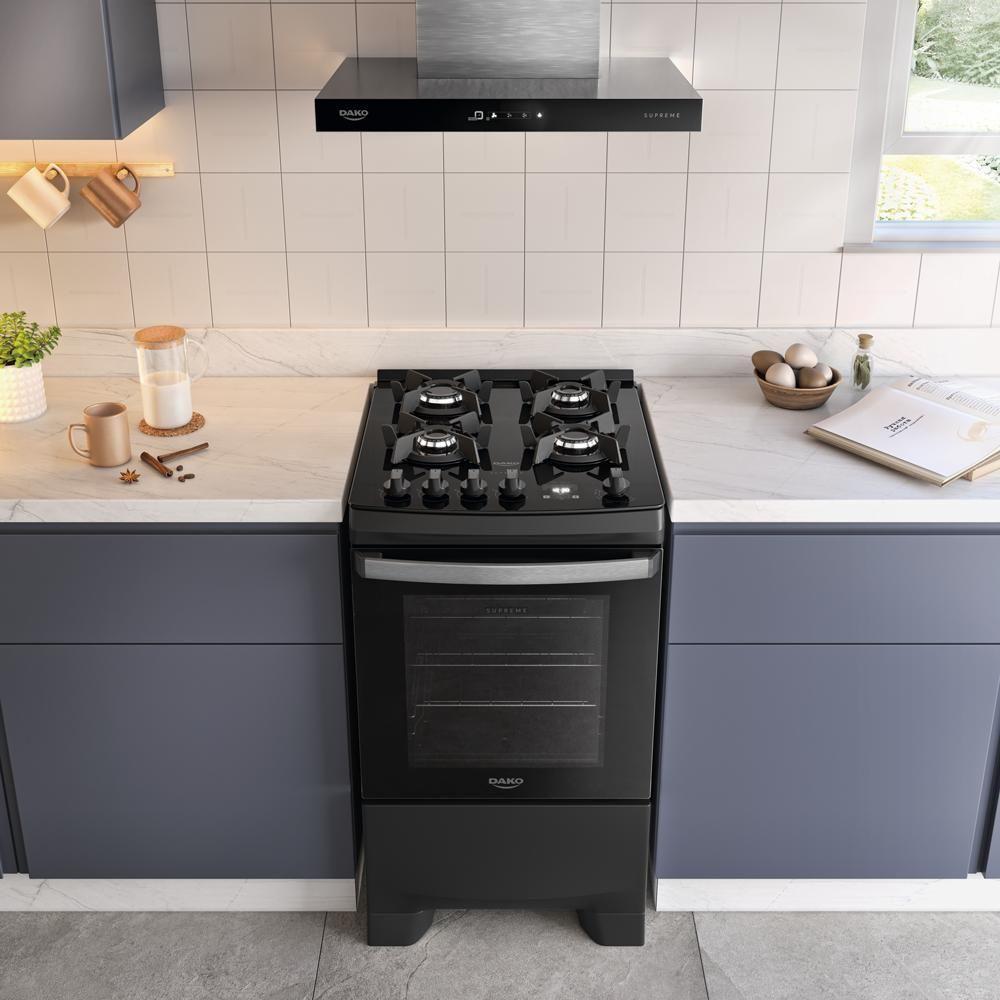 Fogão 4 Bocas Dako Supreme Black Glass Digital Com Mesa De Vidro Preto Bivolt - 9