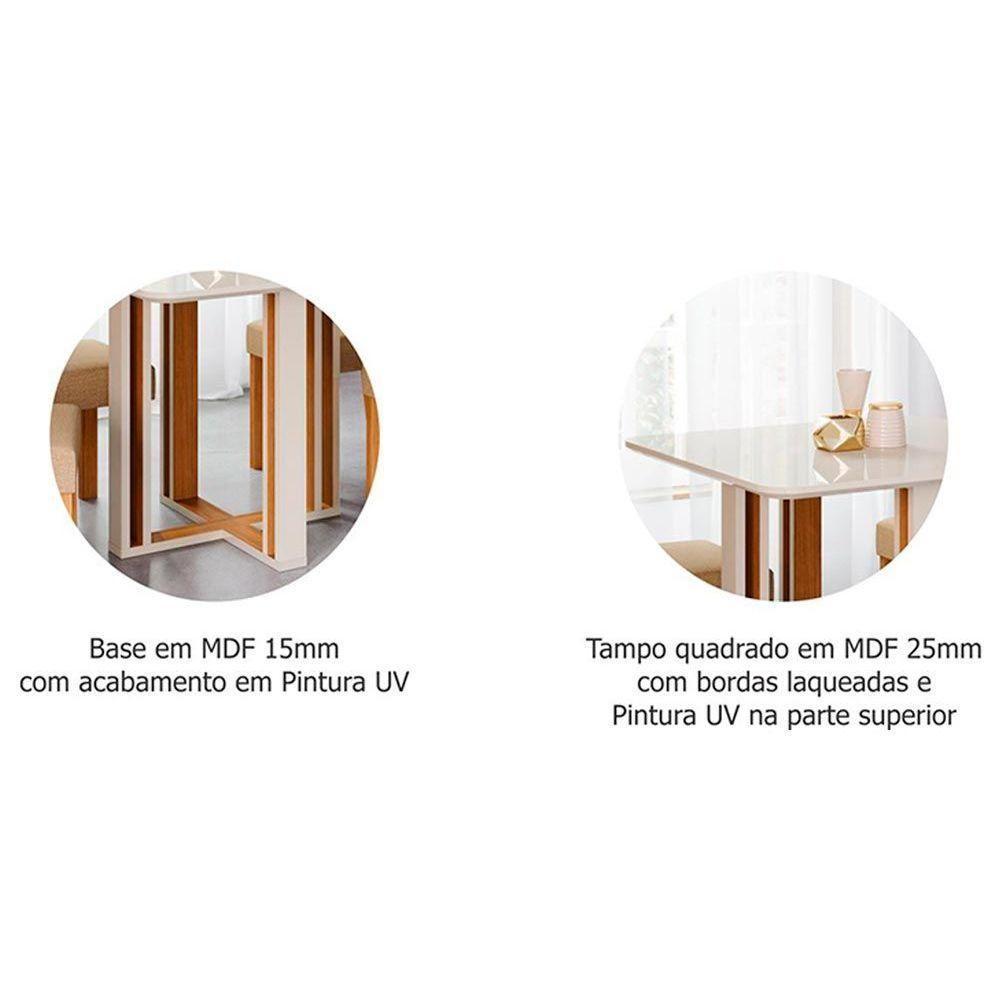 Mesa De Sala Jantar Flora C/ Tampo Madeirado 95x95cm Cinamomo - Cimol - 4