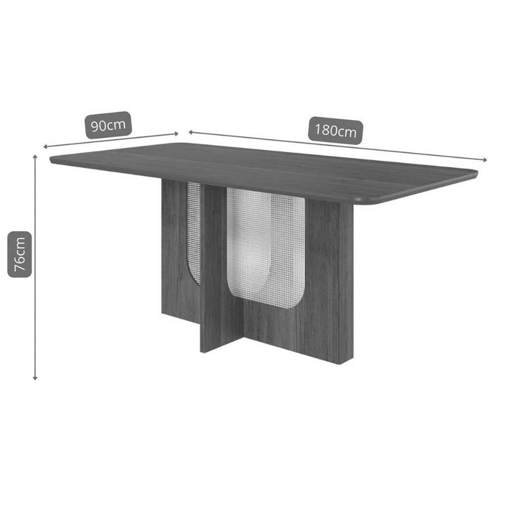 Mesa De Sala Jantar Louise C/ Tampo Madeirado 180x90cm Cinamomo - Cimol - 3