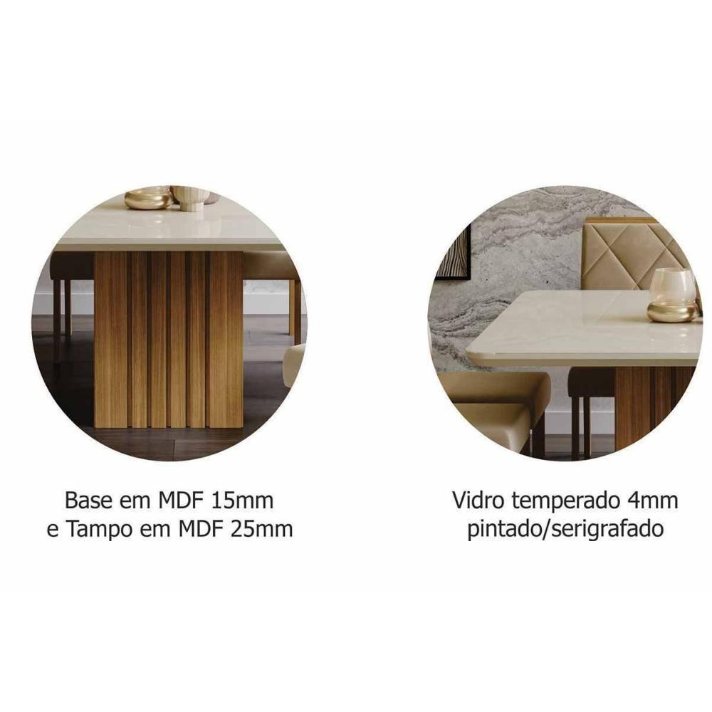 Sala De Jantar Completa Ana Tampo Madeirado 130x80cm E 4 Cadeiras Paola Cinamomo - Carvalho/suede Nude Bege - Cimol - 6