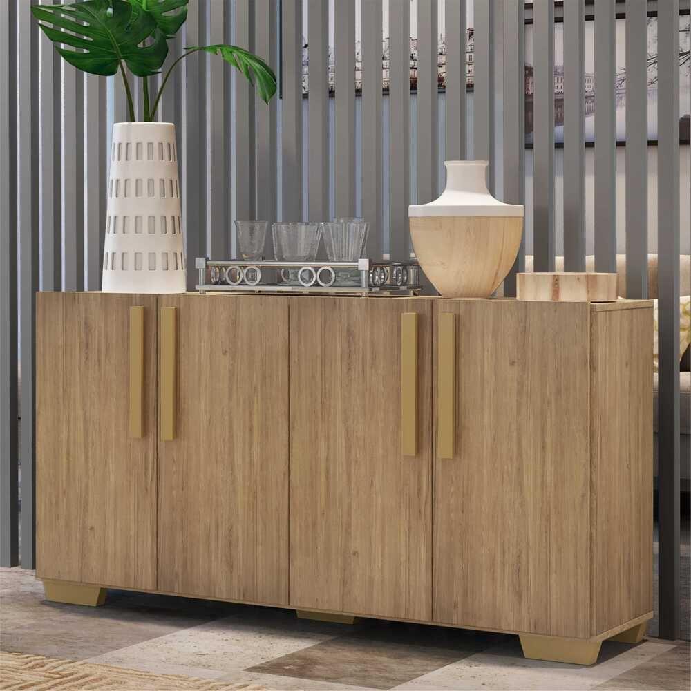 Aparador Buffet 4 Portas Com Pés Quadrados Rustic/natural - 4