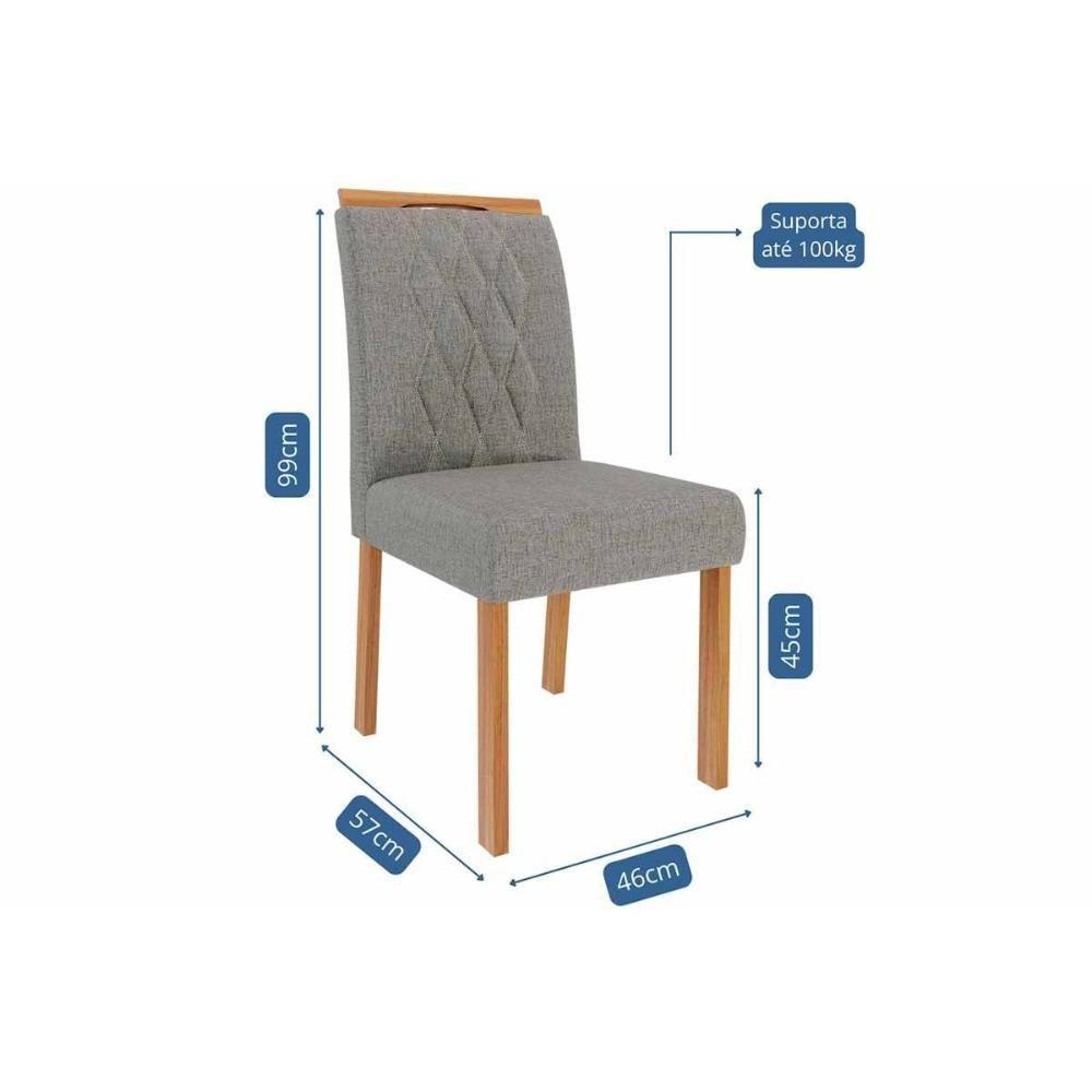 Sala De Jantar Completa Ester Tampo Madeirado 180x90cm E 6 Cadeiras Juliana Cinamomo - Carvalho/suede Nude Bege - Cimol - 2