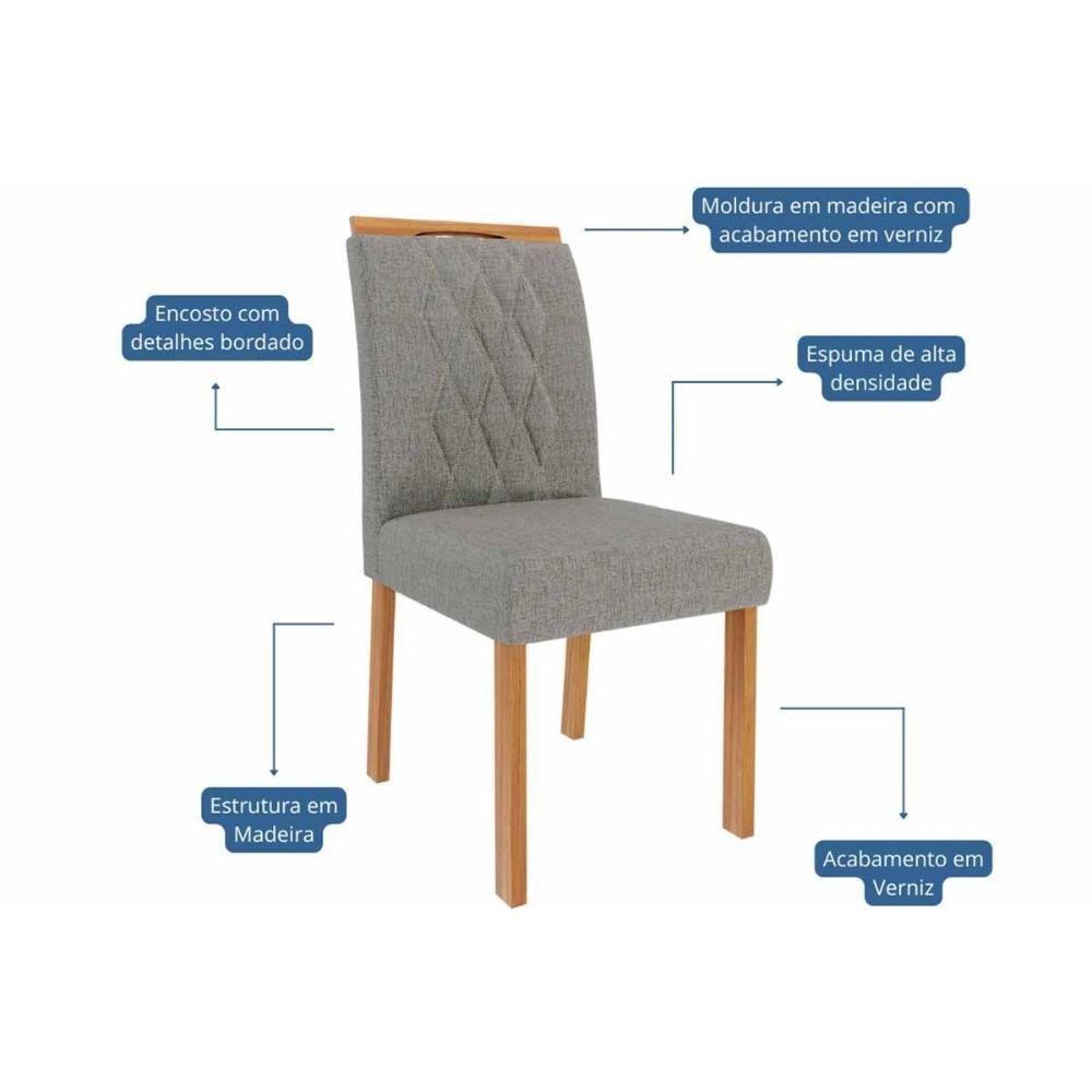 Sala De Jantar Completa Ester Tampo Madeirado 180x90cm E 6 Cadeiras Juliana Cinamomo - Carvalho/suede Nude Bege - Cimol - 3