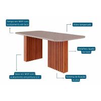 Sala De Jantar Completa Ester Tampo Madeirado 180x90cm E 6 Cadeiras Juliana Cinamomo - Carvalho/suede Nude Bege - Cimol