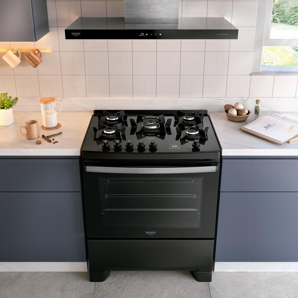 Fogão 5 Bocas Dako Supreme Black Glass Digital Com Mesa De Vidro Preto Bivolt - 9
