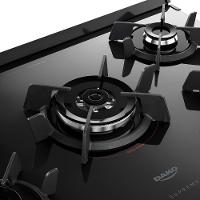 Fogão 5 Bocas Dako Supreme Black Glass Digital Com Mesa De Vidro Preto Bivolt