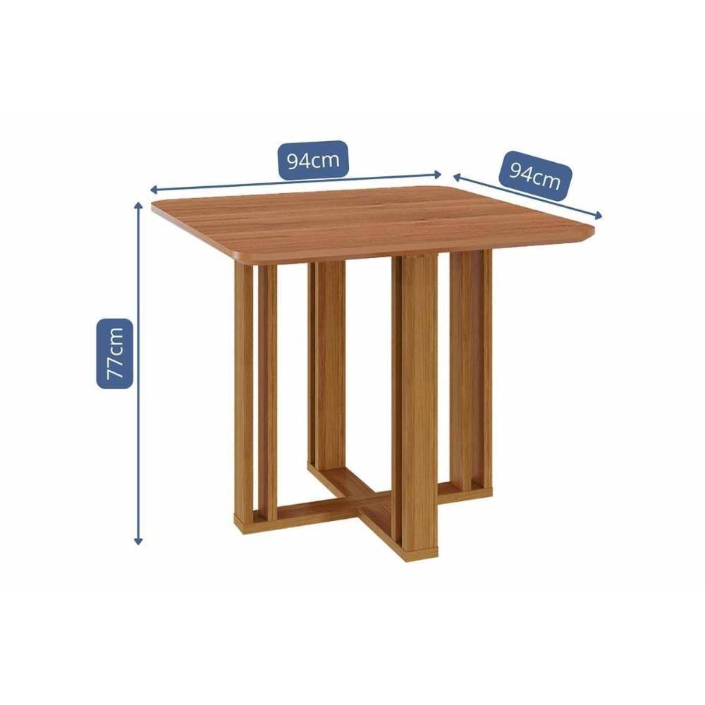 Sala De Jantar Completa Flora Tampo Madeirado 95x95cm E 4 Cadeiras Paola Cinamomo - Carvalho/suede Nude Bege - Cimol - 2