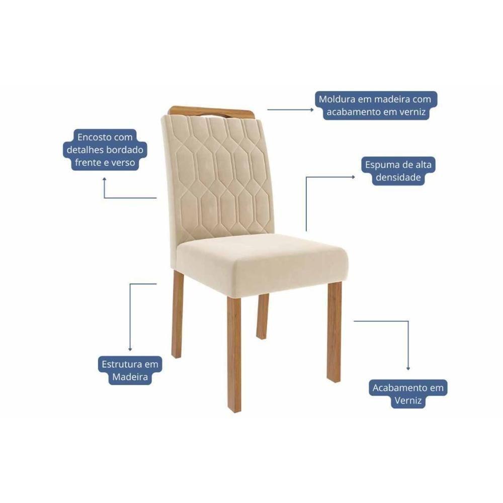 Sala De Jantar Completa Flora Tampo Madeirado 95x95cm E 4 Cadeiras Paola Cinamomo - Carvalho/suede Nude Bege - Cimol - 5