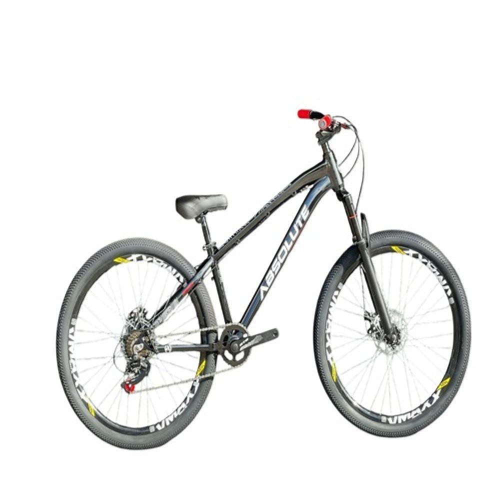 Bicicleta Absolute Brutus Preto Com Branco 3 Aro 26 Freio A Disco Single 1x7 - 1