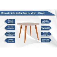 Sala De Jantar Completa Dani C/ Tampo Madeirado C/ Vidro 110cm E 4 Cadeiras Clarice Madeirado/ Linho Bege - Cimol - 3