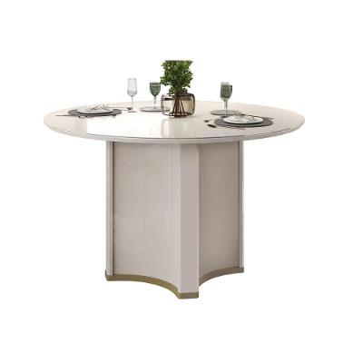 Mesa De Sala Jantar Chanel C/ Tampo Madeirado C/ Vidro Redondo 136x136cm Off White/off White - Dj Móveis