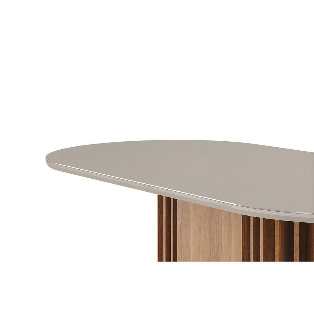 Mesa De Sala Jantar Julieta C/ Tampo Madeirado Vidro Oval 210x100cm Cinamomo/off White - Cimol - 4