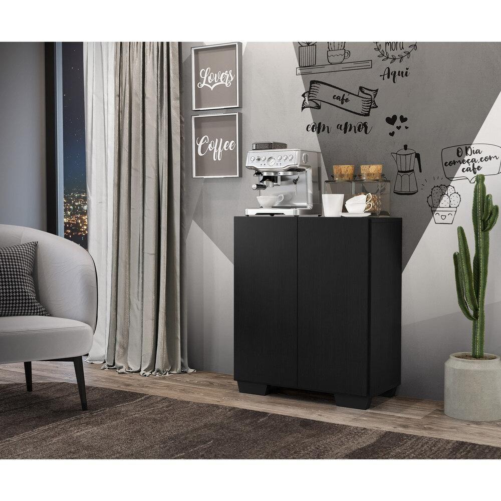 Aparador Buffet 2 Portas Com Pés Quadrados Veneza Multimóveis V3610 Preto Preto - 2