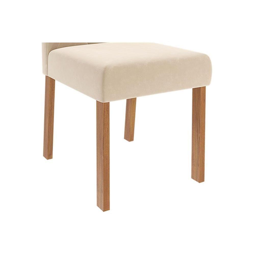 Sala De Jantar Completa Maitê Tampo Madeirado 130x80cm E 4 Cadeiras Fernanda Cinamomo - Carvalho/suede Nude Bege - Cimol - 8