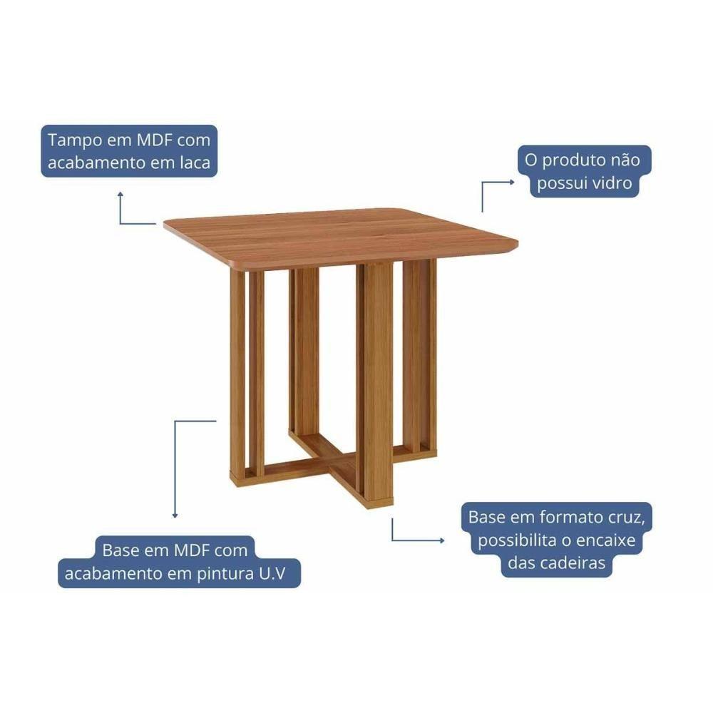 Sala De Jantar Completa Flora Tampo Madeirado 95x95cm E 4 Cadeiras Juliana Cinamomo - Carvalho/suede Nude Bege - Cimol - 5