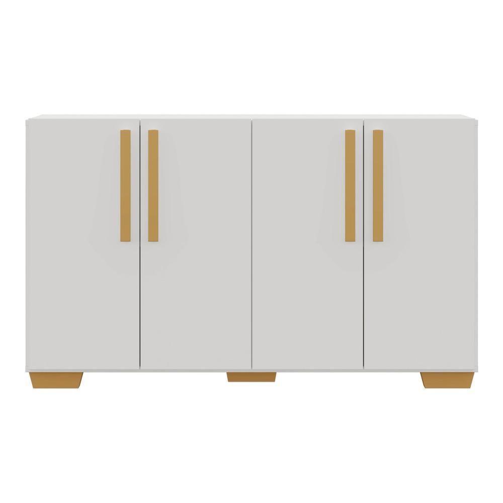 Aparador Buffet 4 Portas Com Pés Quadrados Branco/natural - 2