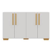 Aparador Buffet 4 Portas Com Pés Quadrados Branco/natural