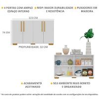 Aparador Buffet 4 Portas Com Pés Quadrados Branco/natural - 5