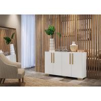 Aparador Buffet 4 Portas Com Pés Quadrados Branco/natural - 13
