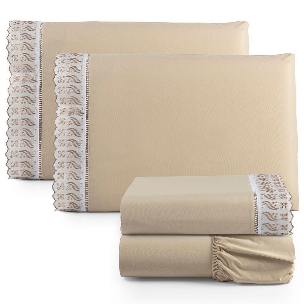 Jogo De Lençol Lese Percal 180 Fios King 4 Peças Barato - Castor - 100% Algodão - 1