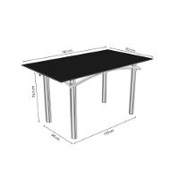 Sala De Jantar Completa Elba Tampo Madeirado C/ Vidro 160cm E 6 Cadeiras Lisboa Niquel/preto - Corano Preto - Kappesberg