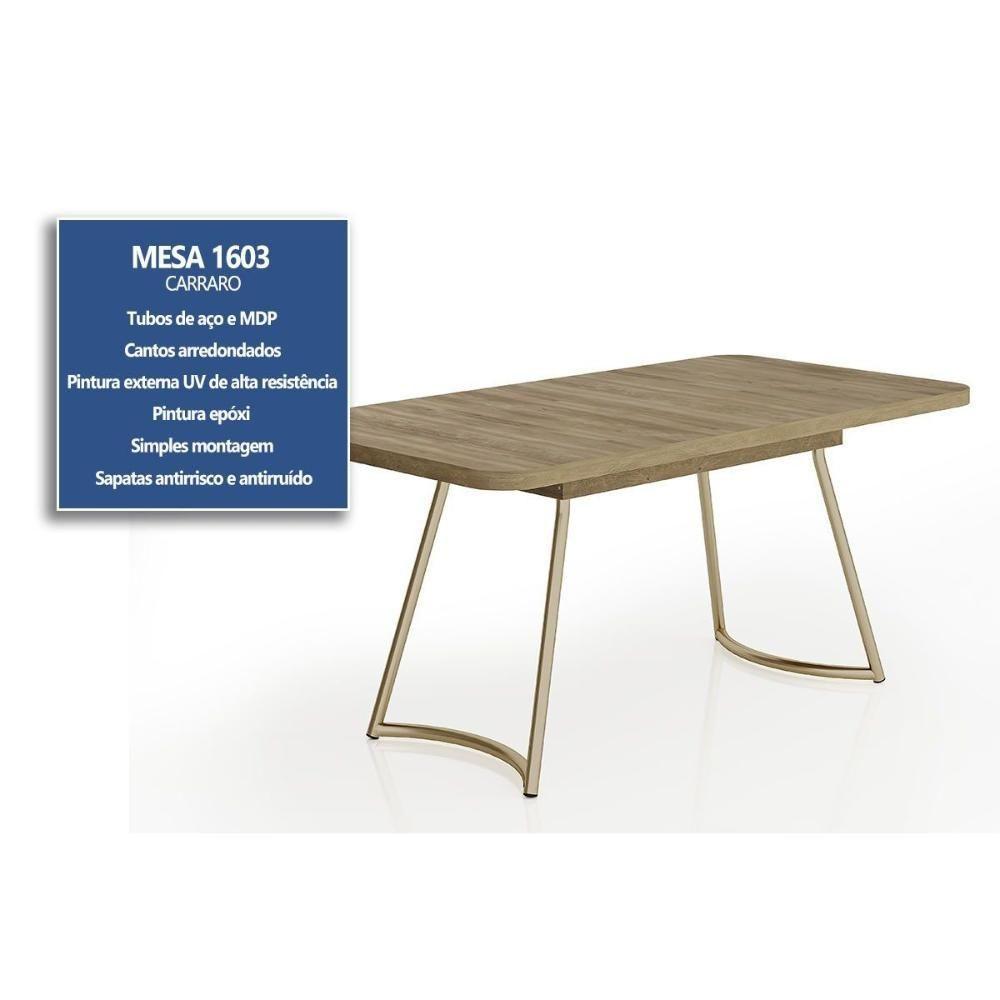 Mesa De Sala Jantar évora Maior 1603 C/ Tampo Madeirado C/ Vidro 170x90cm Rose/freijo/nogal - Carraro - 2